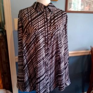 Women's Calvin Klein black and white dress shirt professional size 2X